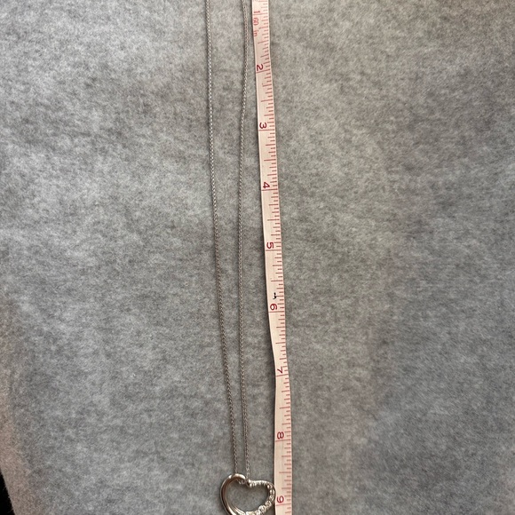 Tiffany & Co. 18KWG Elsa Peretti Pave Diamond Open Heart Pendant with 18K Chain - Picture 5 of 7